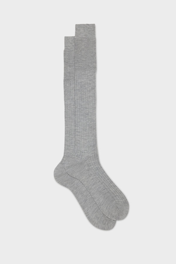 CALZA QUIRINALE. 70% CASHMERE 30% SETA, LIGHT GREY.