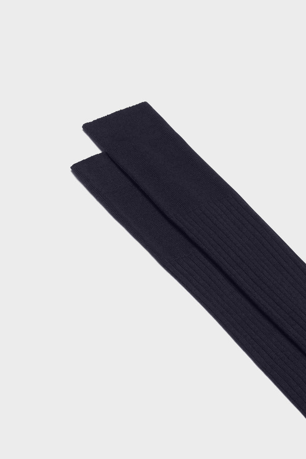 CALZA QUIRINALE. 70% CASHMERE 30% SETA, NAVY.