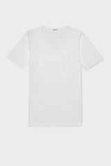 T-SHIRT, V NECK. 100% COTTON, SHORT SLEEVE, WHITE.