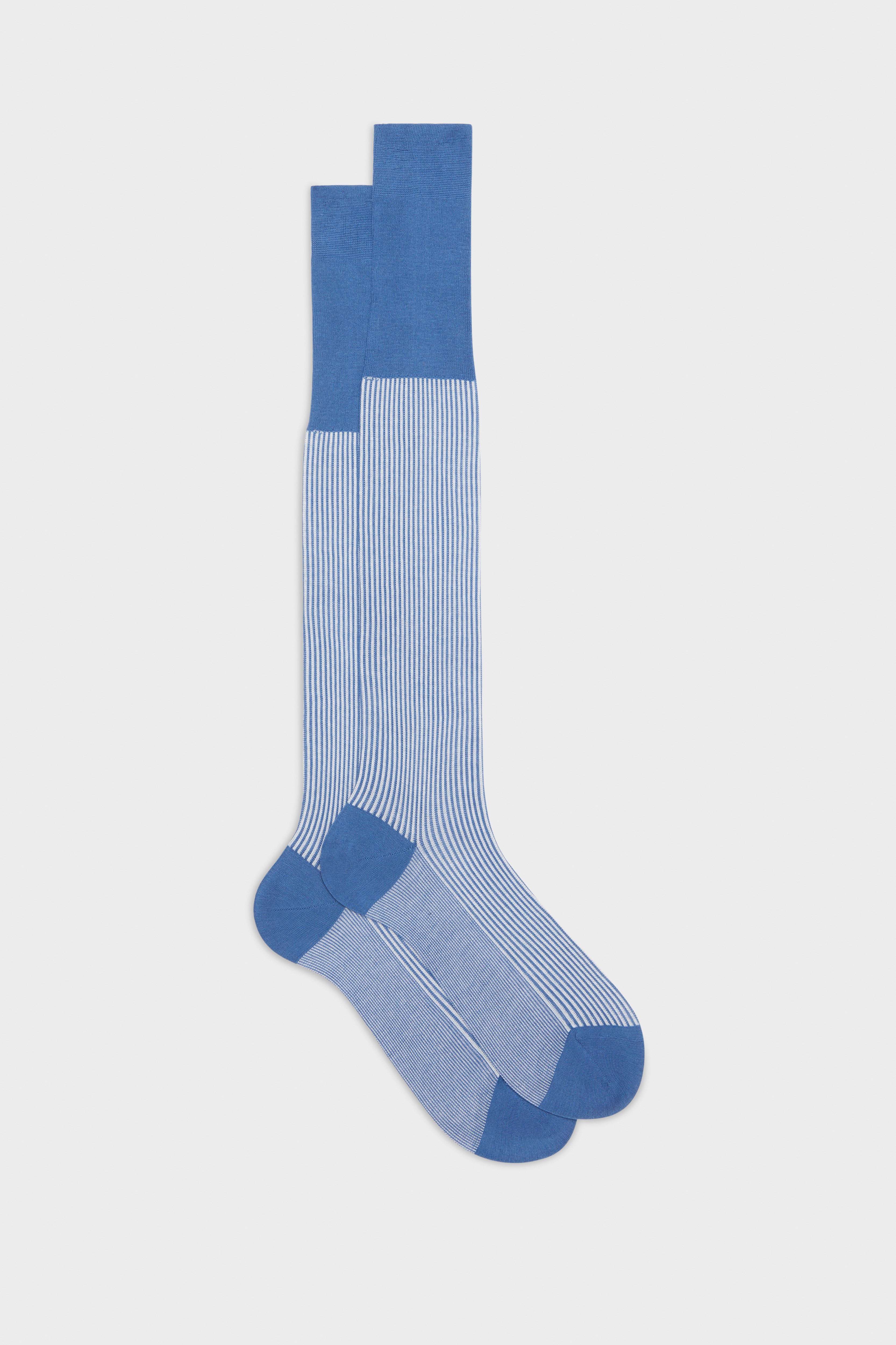 CALZA ENEA, 100% COTONE, CORNFLOWER-WHITE.