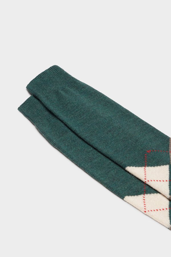 SOCKS LAPO,  90% WOOL 10% POLYAMIDE, ARGYLE, FIR GREEN - NEUTRAL - DK BROWN - BLOOD.