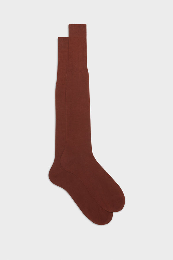 CALZA LORENZO. 100% COTONE, TINTA UNITA, BURNT.