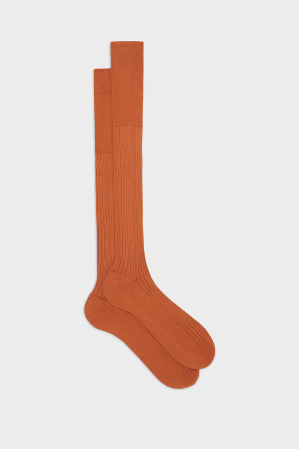 SOCKS MARCELLO, 100% BIOLOGIC COTTON, SOLID COLOR, RUST.