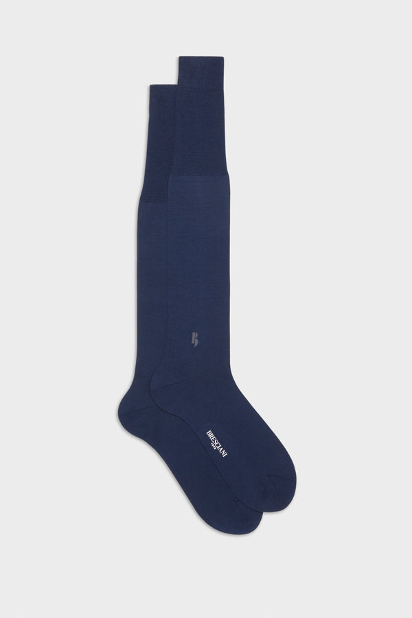 CALZA MONOGRAMMA, 100% COTONE, BLUE-MEDIUM GREY.