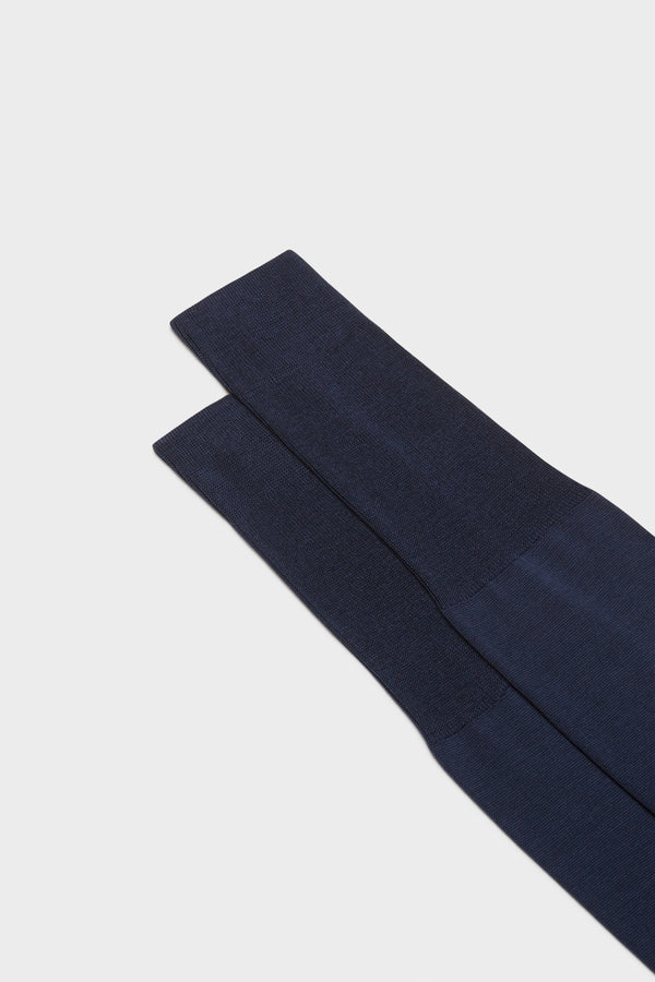 CALZA MONOGRAMMA, 100% COTONE, BLUE-MEDIUM GREY.