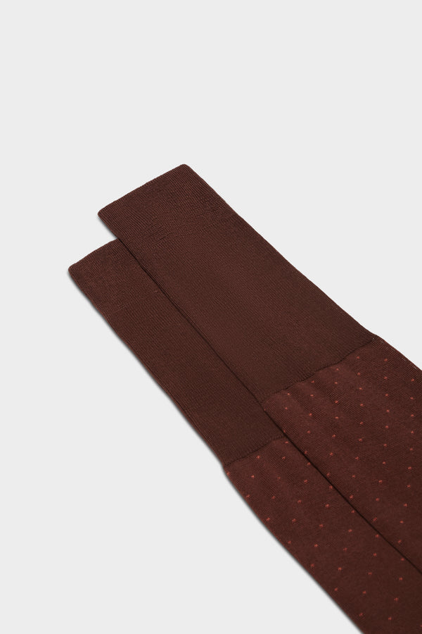 SOCKS FABIO. 100% COTTON. PINDOTS, BROWN ORANGE.