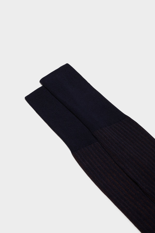 CALZA MARIO. 100% COTONE, VANISEE, BLUE - BROWN.